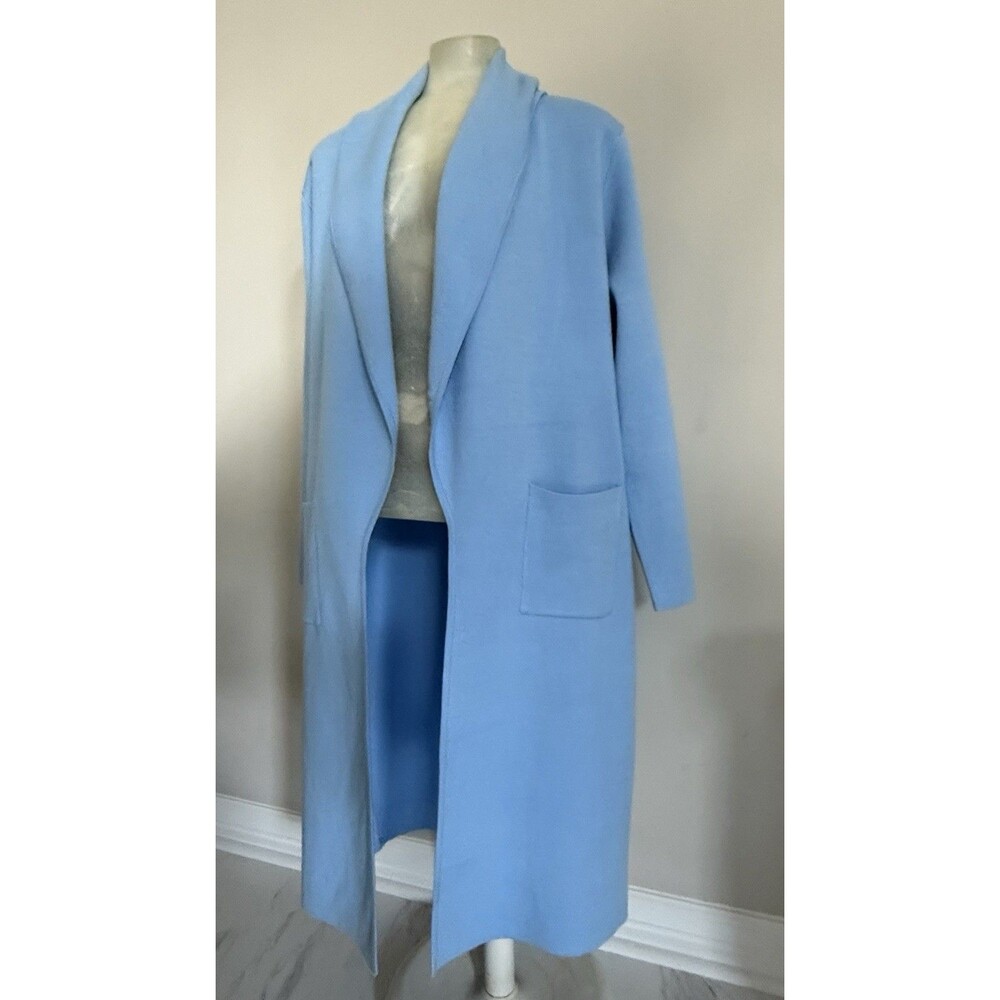 New Women’s Max Sport Cardigan Open Front Heather Blue Size L NWT $368